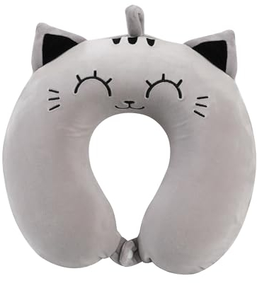 I-TOTAL® - Reisekissen für Nackenstütze, Nackenstützkissen/Kissen Lustiges Reisekissen (Grey CAT)