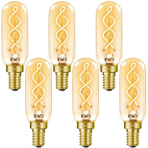 BLINGCOLOR Dimmable E12 LED Edison Candelabra Bulbs 40 Watt Equivalent, 6 Pack E12 4W LED Candelabra Amber Warm Light Bulbs 2200K, T25/T6 Tubular Decorative Warm Light Bulbs for Lantern Chandelier