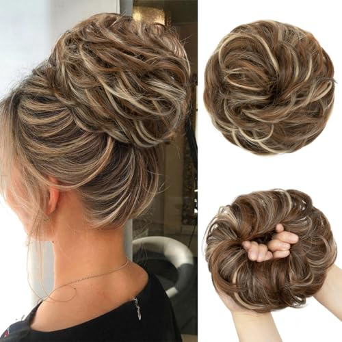 CJL HAIR Grande chignon disordinato capelli ricci mossi scrunchies sintetici chignon coda di cavallo estensioni dei capelli spessi Updo Hairpieces per le donne dado multi