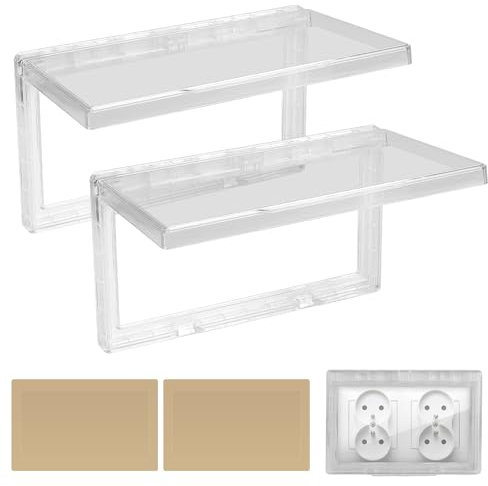 CPROSP 2 Stück Schalter Abdeckung Steckdosenabdeckung, Typ 86 Flip, 2 Fach Wasserdichte Steckdosenabdeckung, Geeignet für Küche, Bad, Außenbereich, Weiß