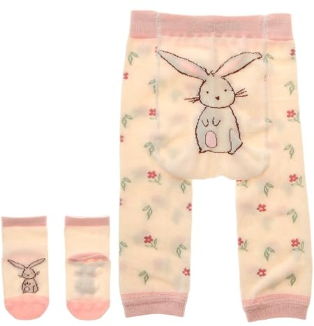 Ziggle Knitted Baby Leggings with Character Bottoms | Soft Cotton Infant Trousers for Newborn & Toddler Boys Girls | Stretchy, Nappy-Friendly Bottoms for Crawling & Playtime