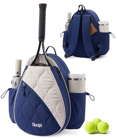 Sucipi Tennis Bag for Women and Men, Water-Resistant and Machine Washable Tennis Racket Backpack, Lightweight Sports Backpack for Pickleball, Badminton