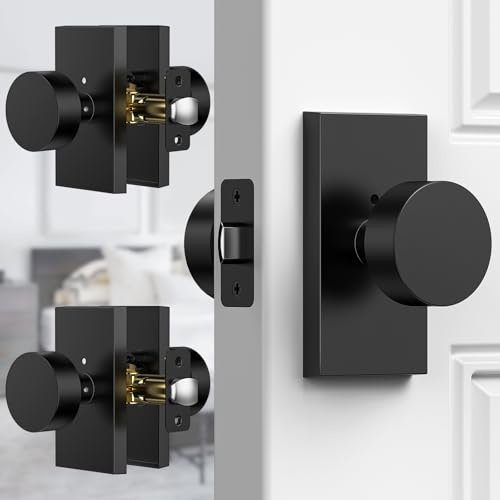 Calzibeno 3 Pack Black Privacy Door Knob for Bedroom, Bathroom