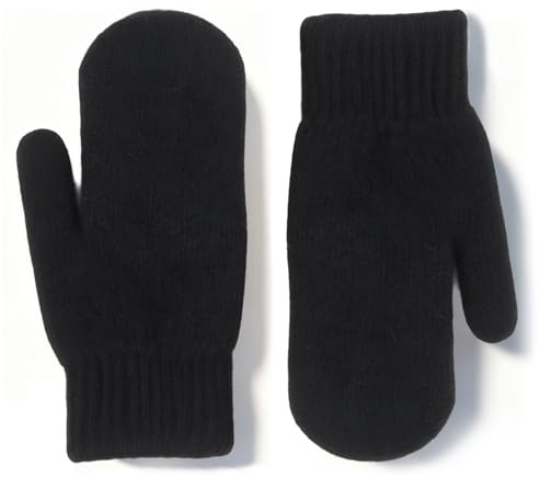 YUSHWENPTY Gants Hiver Chaud Unisexes, 1 Paire Gants d'Hiver Femme, Moufles Thermique Homme, Moufles Tricotés pour Accessoires d'Hiver, Cadeaux de Noël (Noir, 1 Paire)
