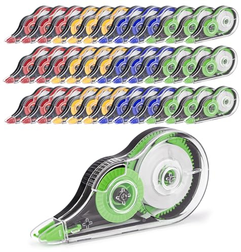 JEFURE 36 stycken korrigeringsrullsset, 12 m x 5 mm korrigeringsband, korrigeringsband med skyddskåpa och tejprulle, limmus för kontor, skola och hem (4 färger)