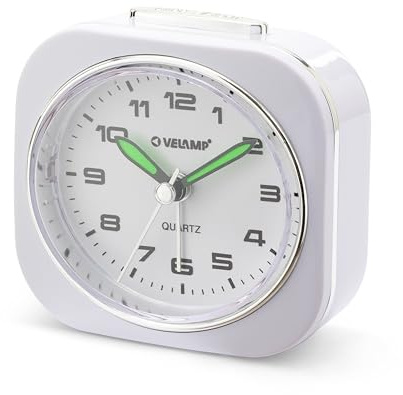 Despertador de mesilla, Reloj Despertador analógico de Cuarzo silencioso con luz, sin tictac, Reloj de Mesa Sencillo con función de repetición, Adecuado para dormitorios, escritorios, Viajes...