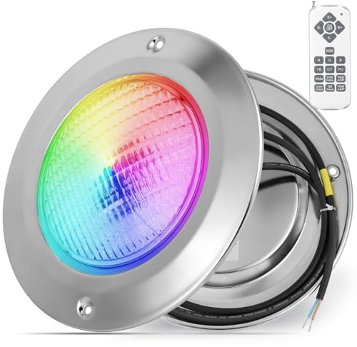 COOLWEST Luce Piscina LED Riempito di Resina, 36W RGB Faretti LED Illuminazione ultrapiatta Acciaio inossidabile, Luci Piscina con Telecomando, IP68 Impermeabile, 12V AC/DC, Montaggio Superficiale