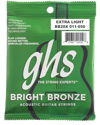 GHS BRIGHT BRONZE strängset för akustisk gitarr – BB20X – extra ljus – 011/050