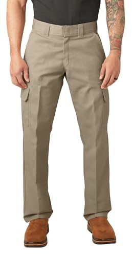Dickies Men's Relaxed Straight Leg Cargo Work Pant, Desert Sand, 34W x 34L