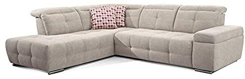 CAVADORE 5036 Acolchado Esquina mistrel, ottomane de 3, 269 x 77 – 93 x 228 cm, Kati Gris/Blanco