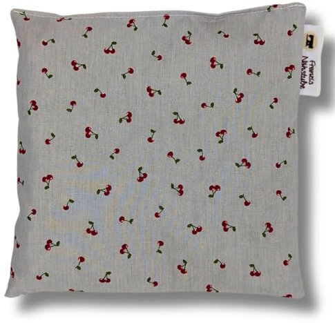 Franzis Nähstube 20x20cm Cojín grano de uva blanco cereza en 100% algodón I Almohada de pepitas de uva 20x20 para microondas I Almohadilla térmica, Almohada de semillas de uva, Almohada cervical