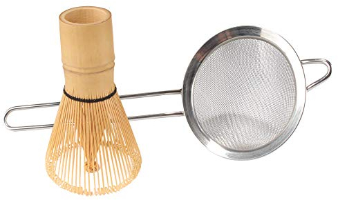 BambooMN Matcha Whisk and Tea Strainer - Japanese Tea Ceremony Set