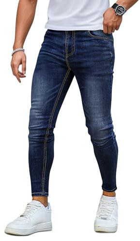 GINGTTO Hombre Vaqueros Skinny Elásticos Pantalón Stretch Denim Jean | Súper Elástico, Pierna Cónica, Adecuado Para Ocio, Trabajo, Citas