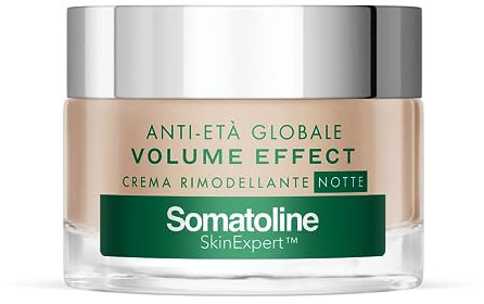 Somatoline SkinExpert, Volume Effect Crema Viso Riparatrice Notte, Trattamento Viso Rimodellante Antirughe con Biopeptidi, 50ml