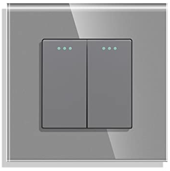 CNBINGO 1-Way Rocker Button Light Switch, Glass Panel Wall Switch