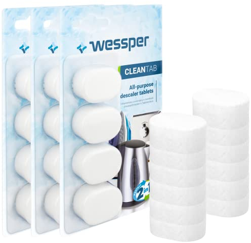 Wessper Détartrant Tablettes pour machine à café, Comprimés détartrants compatible avec Delonghi Saeco Senseo Siemens - 12 x tablette à 14 grammes