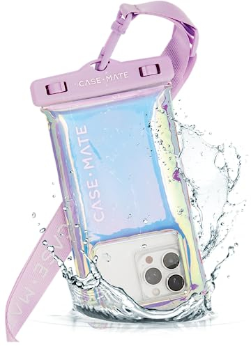 Case-Mate Seifenblase IP68 wasserdichte Handytasche - Schwimmende wasserdichte Handytasche mit Umhängeband für iPhone 16 Pro Max/15 Pro/14/13/12/S24 - Schillernd