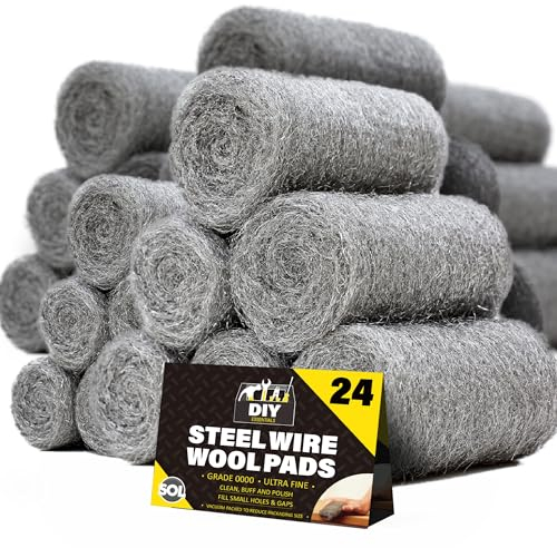 24 unidades de lana de alambre de acero 0000 extrafina | Ratones de lana de acero grado 0000 | Ratones de lana de alambre para limpiar y cerrar agujeros pequeños | Lana de alambre fino para metal |