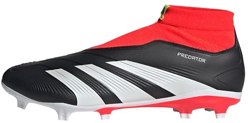 adidas Unisex Predator League Laceless Firm Ground Football Boots Fußballschuhe, Core Black/Cloud White/Solar Red