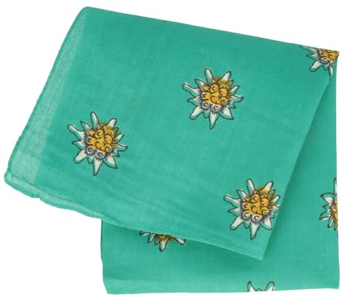 Breiter Edelweiß Trachtentuch Nickituch Trachten-Nickituch Schal Tuch aus 100% Baumwolle 50 x 50 cm (Hellgrün)