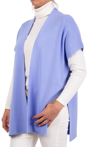 Capa chaqueta mixta de cachemira para mujer, fabricada en Italia, lana merino cachemira, color negro, beige, blanco, azul, rosa, camiseta chal elegante regalo ropa cálida invierno abrigada, Lavándula,