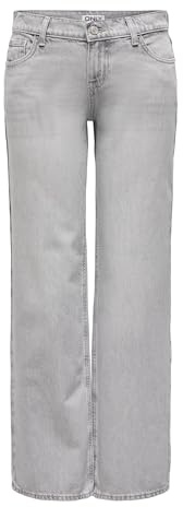 ONLY Femme Onlbrenda Low Wide DNM Cro117 Noos Jean Coupe Droite, Gris Clair Denim, XL / 32L EU