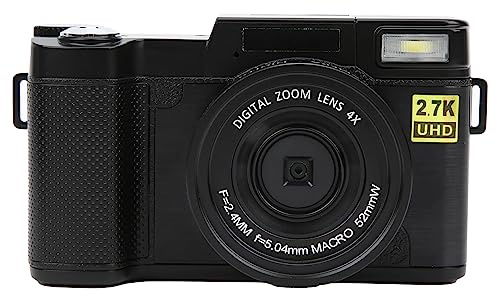 Fotocamera Digitale, Fotocamera Digitale da 30 MP 2,7 K con Schermo LCD da 3 Pollici con Rotazione di 180°, Fotocamera con Flash Automatico per Fotografie di Viaggio per