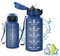 Vikaster Trinkflasche, Water Bottle with Straw 500ml, Trinkflasche Leak-Proof, BPA-Free, Sportflasche für Camping, Yoga, Gym, Schule, Outdoors, A-marine Blau
