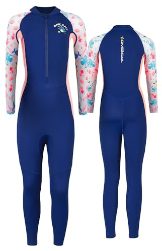 Maeau Kids Swimming Costumes Girls Full Body Swimsuit Long Sleeve Rash Guard One Pieces Swimwear Bathing Suit UV Protection for Water Sports Navy Blue