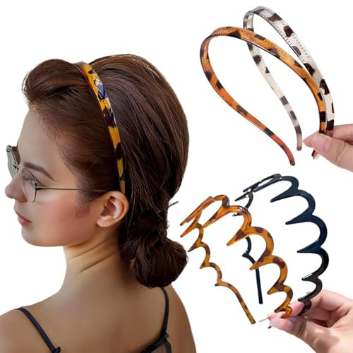 ZKGYUS 2 serre-têtes pour les lunettes et le quotidien + 2 bandeaux élastiques en zigzag, serre tete femme, convient pour le sport, le fitness, le maquillage quotidien