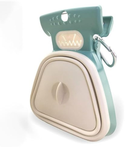 pulizia dei rifiuti di animali domestici Raccoglitore di escrementi portatile pieghevole con sacchetti monouso for passeggiate con il cane - Paletta for escrementi e distributore di sacchetti(Beige,S)