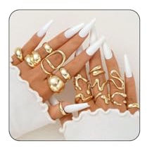 FloralGrace 15-teiliges, klobiges, vergoldetes, stapelbares Statement-Ring-Set für Damen, klassischer Stil, Verlobungsanlass