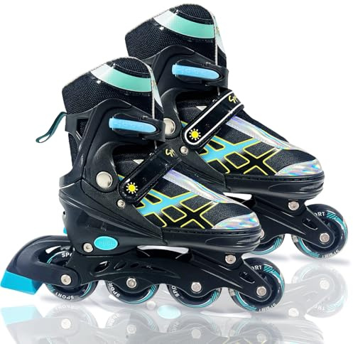 Adjustable Inline Skates for Boys Girls Ages 4-16, All 8 Wheels of Inline Roller Skates Light Up, Roller Skates Blades for Youth Kids Indoor & Outdoor Beginners