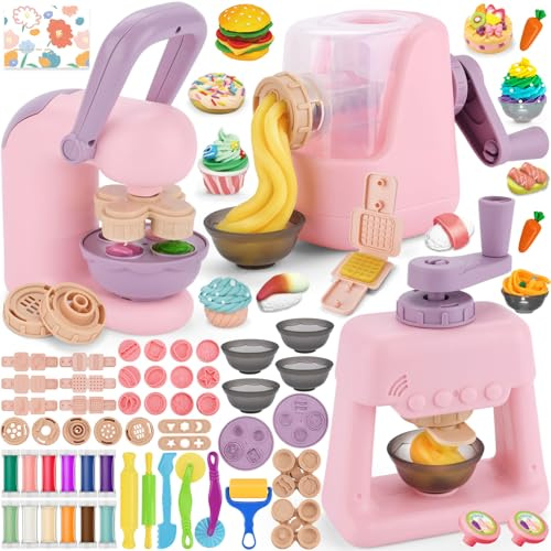 USHOP 75 Pièces Pate à Modeler pour Enfants,Accessoires Pate a Modeler,Accessoire Pâte à Modeler pour Machine à Glace et Machine à Pâtes et Machine à Burger,Cadeau de Jouet pour Enfant dès 3 Ans