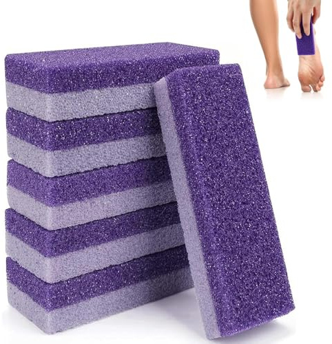 Foot Pumice Stone, 6 PCS Double Sided Foot Scrub, Natural Pumice Pedicure Exfoliator Tool, Foot Scrubber Pumice Pads for Feet Hard Skin Callus Remover and Scrubber(Purple)