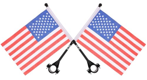 POPETPOP Lot de 2 Drapeaux de Cyclisme Américains pour Guidon de Vélo, Drapeaux de Sécurité Rouges et Blancs 150x30 Cm, Accessoires de Vélo Robustes pour Trotinettes et Remorques