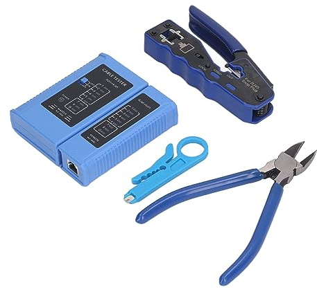 Haofy Juego de Alicates para Prensar Cables, Alicates Pelacables de Diseño Fino para Cables Cat5 Cat6, Herramienta de Prensado Integrada para Instalación de Red y Teléfono