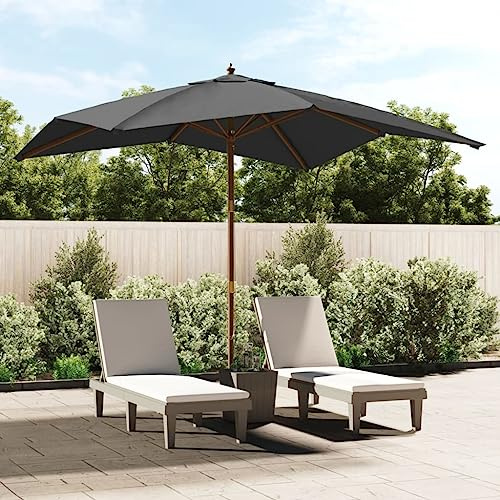 Mokuyary Parasol de Jardin avec mât en Bois Anthracite 300x300x273 cm, Parasol de Extérieur pour Terrasse, Piscine, Plage, Restaurants, Balcon