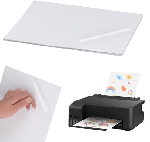 12 ark A4 transparent självhäftande vinyl stickerpapper