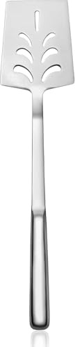 New Star Foodservice Hollow Handle Notched Serving Spoon (Silver, Perforated Spatulas (15-Inch))