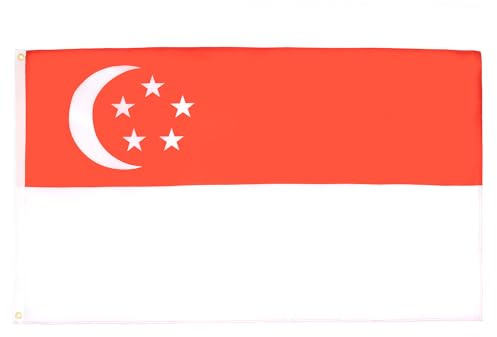 AZ FLAG - Bandera Singapur - 150x90 cm - Bandera Singapurense 100% Poliéster Con Ojales de Metal integrados - 110g - Colores Vivos Y Resistente A La Decoloración