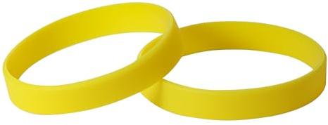 Komonee Plain Yellow Coloured Silicone Sports Arm Exercise Wristband Bracelets Rubber Wrist Bands Party Accessories For Men Women Boys Girls (Pack of 2)