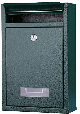 Bakaji Cassetta Postale da Parete in Acciaio Inox Buca Lettere per Posta da Esterno con Chiusura a Chiave (Verde)