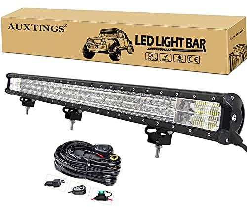 AUXTINGS Barra de Luces LED 114 cm 45 Pulgadas 612W Triple Fila Punto de Inundación Haz Combinado Todoterreno Luz de Trabajo Impermeable Con Arnés de Cableado Para Camión SUV ATV UTV Barco