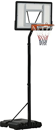 HOMCOM Basketballständer mit Rädern rollbar 210-260 cm höhenverstellbar Basketballkorb mit Ständer geeignet für den Außen- und Innenbereich Stahl Kunststoff Schwarz