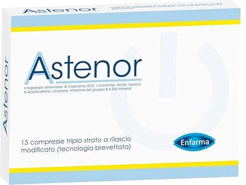 Astenor Integratore Alimentare di Vitamine del gruppo B, Coenzima Q10, Carnitina, Zinco, Folato e Selenio 15 compresse