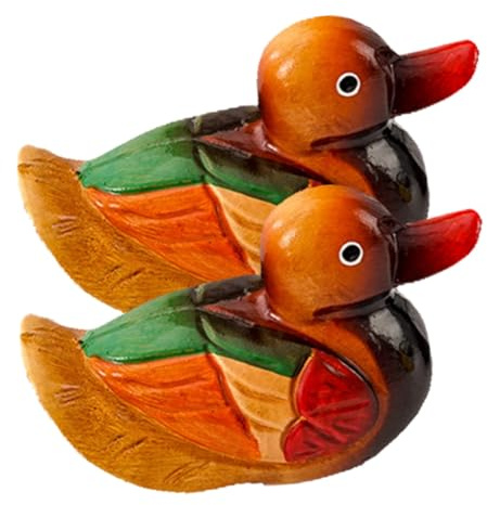 Cabilock Estatua De Patos Mandarines Decoración para Casa Artesanía De Madera Especial para Boda