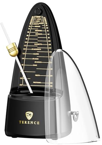 TERENCE Metronom Hochpräzises mechanisches Metronom mit akzentuierter Glocke, genaue Zeit, langlebig für Klavier, Violine, Batterie, Bass, Gitarre, als Geschenk geeignet, schwarz