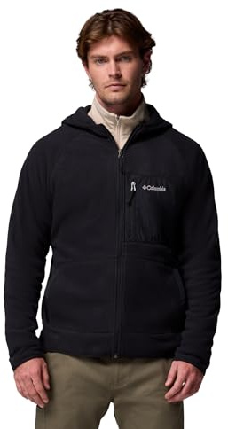 Columbia Mens Fast Trek Overlay Hooded Full Zip, Black, Medium