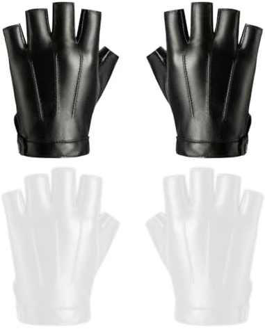 HDGSAFD 2 Pares De Guantes De Cuero De Medio Dedo, Guantes De Ciclismo, Guantes Para Hombre, Guantes Sencillos De Moda, Guantes Para Juegos De Rol